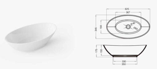 Wastafel  waskom Lilium C-807W - Afbeelding 7