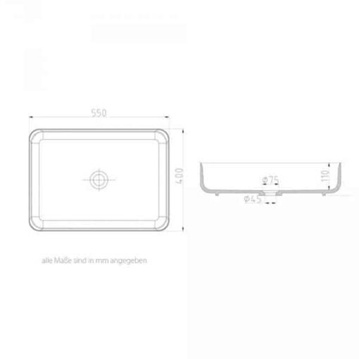 Wastafel  waskom gietmarmer C-812 wit - Afbeelding 5