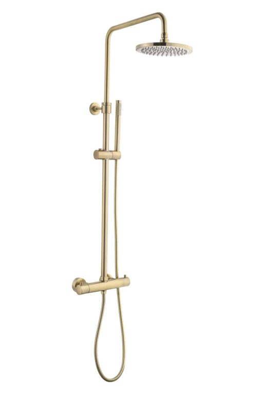 Doucheset opbouwset Lilium Rond geborsteld goud