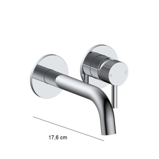 Wastafelkraan inbouwkraan  Rond ribbd chroom - Afbeelding 2
