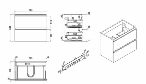 Badmeubel Shall 60 wit met wastafel - Afbeelding 6