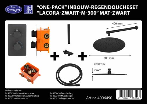 Doucheset inbouw  BD Lacora Nero M300