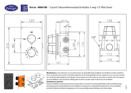 Doucheset inbouw  BD Lacora Nero M300 - Afbeelding 4