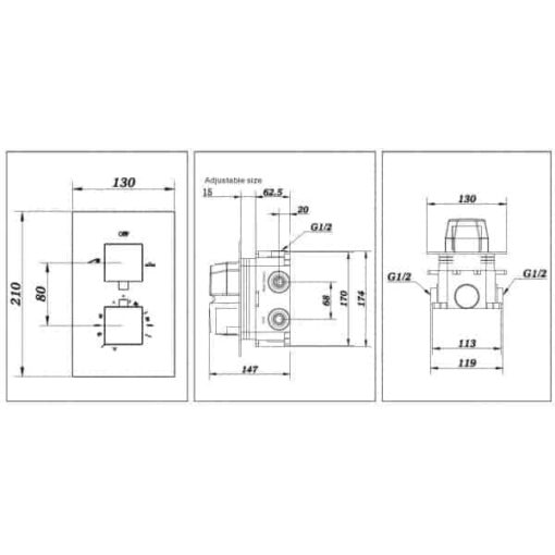 Doucheset inbouwset  Stylmo M-300 one pack - Afbeelding 3