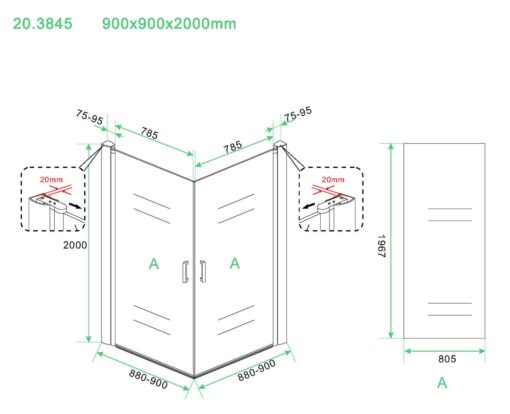 Douchecabine Salone met 2 draaideuren - Afbeelding 5