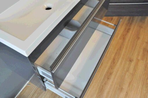 Badmeubel Shall 60 houtnerfgrijs met wastafel - Afbeelding 2