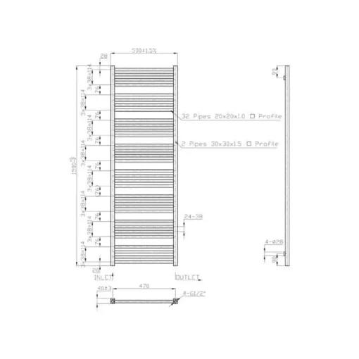 Radiator Lilium Block wit 150 - Afbeelding 3