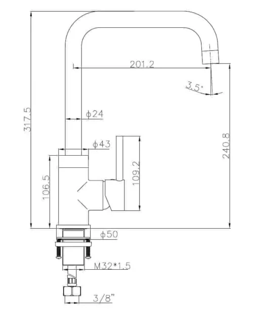 Keukenkraan BD Wave rvs-304 - Afbeelding 2