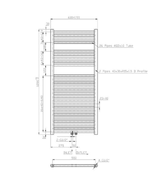 Radiator handdoekradiator Lydia matzwart - Afbeelding 3