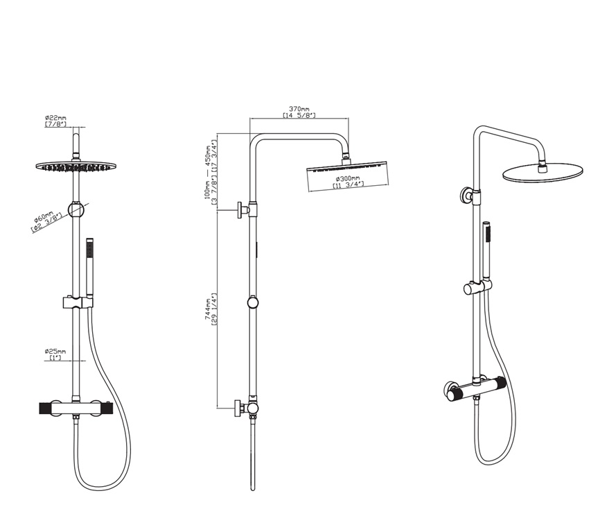 Doucheset  Stria ribbd gunmetal - Afbeelding 2