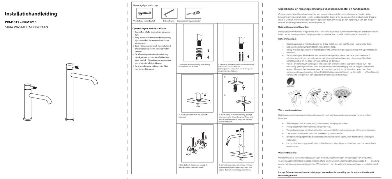 Wastafelkraan Stria lange uitloop goud - Afbeelding 4