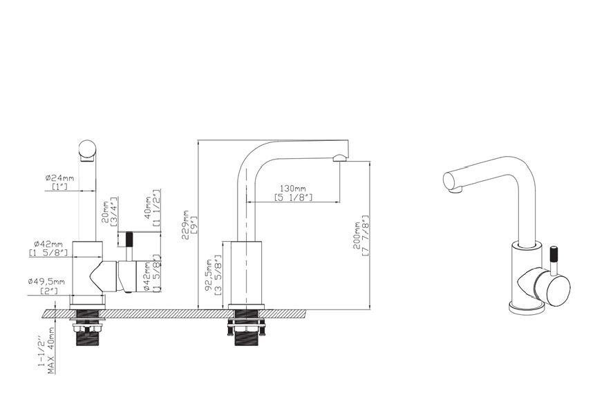 Wastafelkraan Stria recht gunmetal - Afbeelding 2