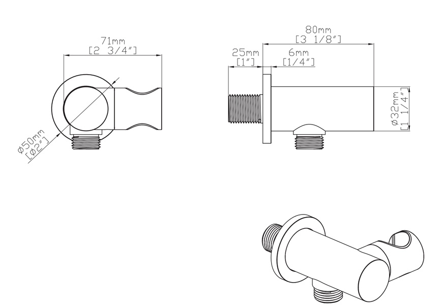 Doucheaansluiting Uniforma gunmetal - Afbeelding 2