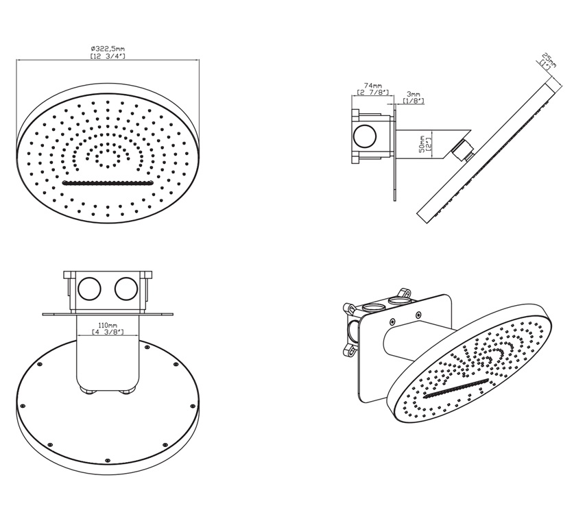 Regendouche Tropical Rain inbouw goud - Afbeelding 2