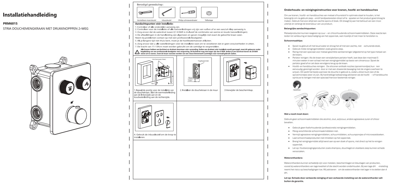 Douchekraan Stria tweeweg inbouw gunmetal - Afbeelding 3