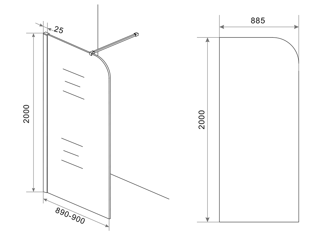 Inloopdouche Curvea helder chroom - Afbeelding 6