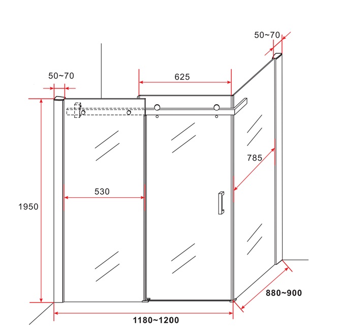 Douchecabine Black met schuifdeur en zijwand - Afbeelding 9