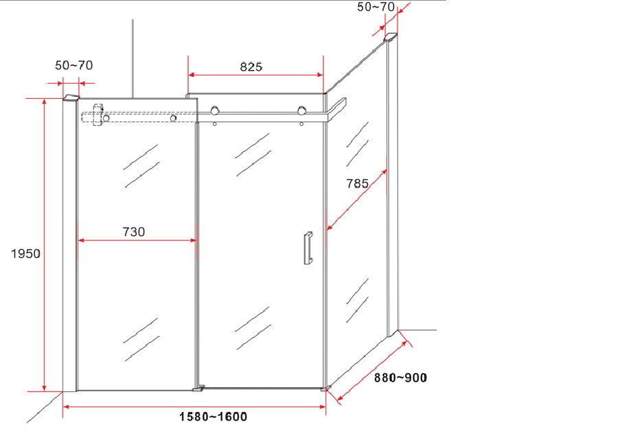 Douchecabine Black met schuifdeur en zijwand - Afbeelding 11
