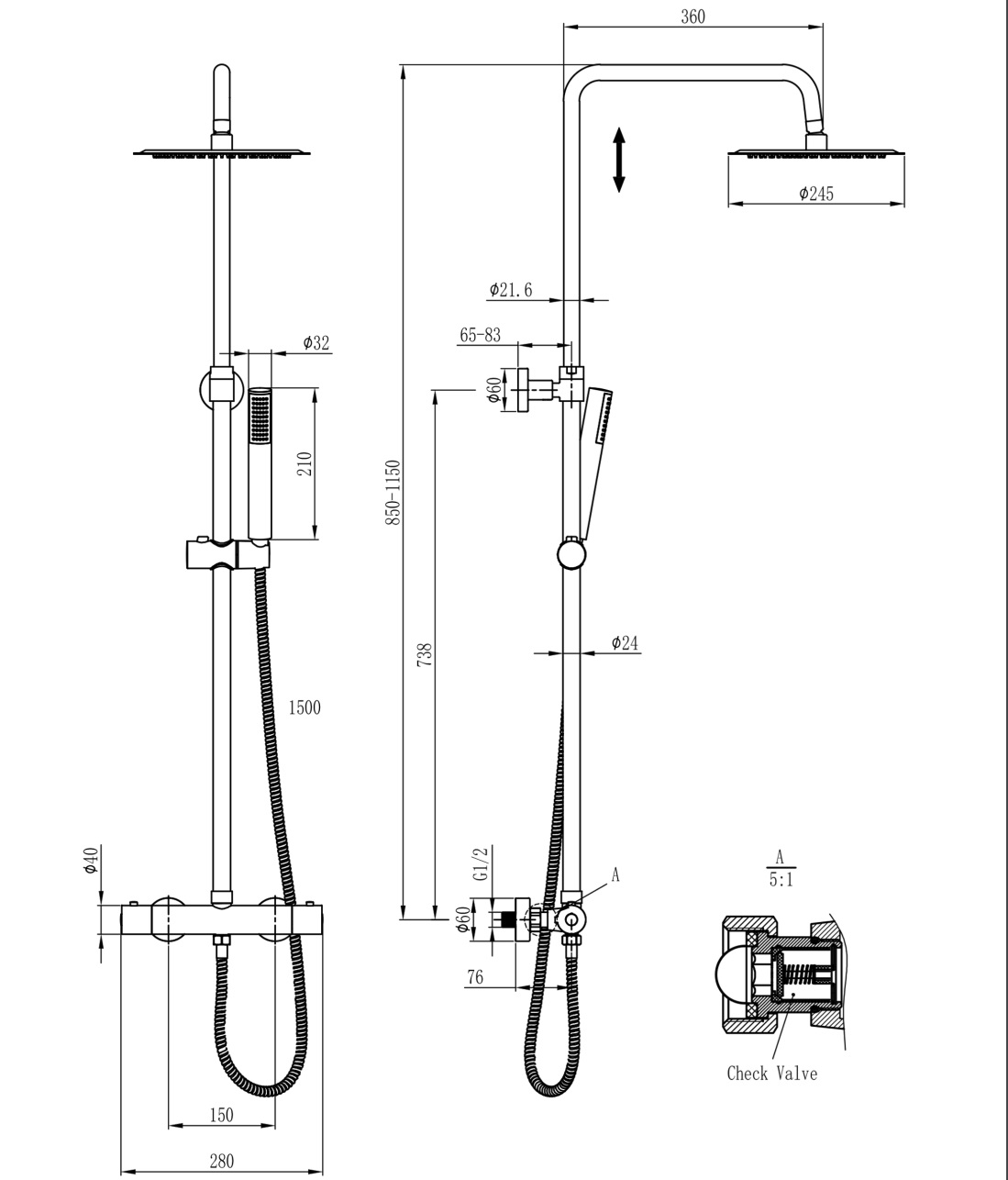 Doucheset Optima Rondo cooltouch rvs - Afbeelding 5