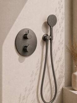 Doucheset inbouwset Caral rond gunmetal - Afbeelding 2
